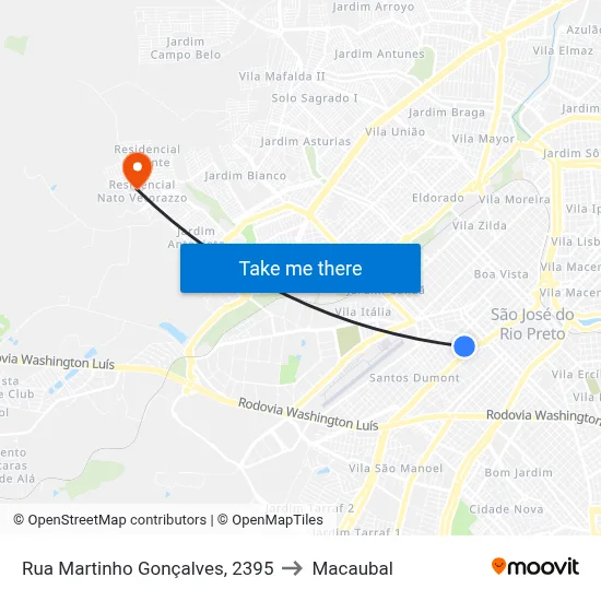 Rua Martinho Gonçalves, 2395 to Macaubal map