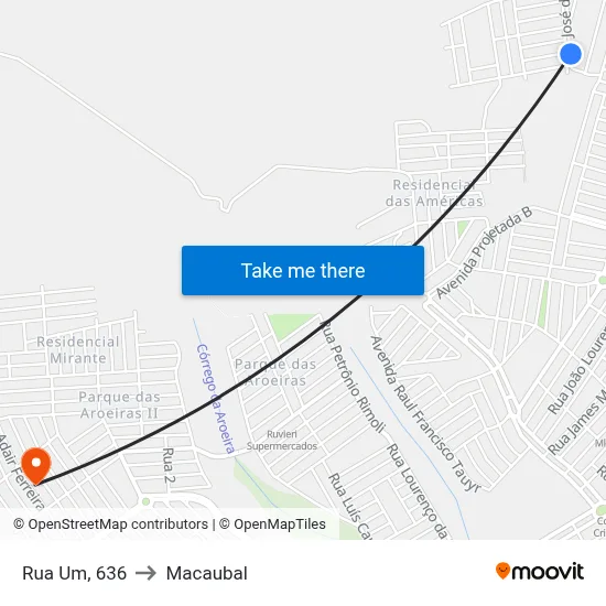 Rua Um, 636 to Macaubal map