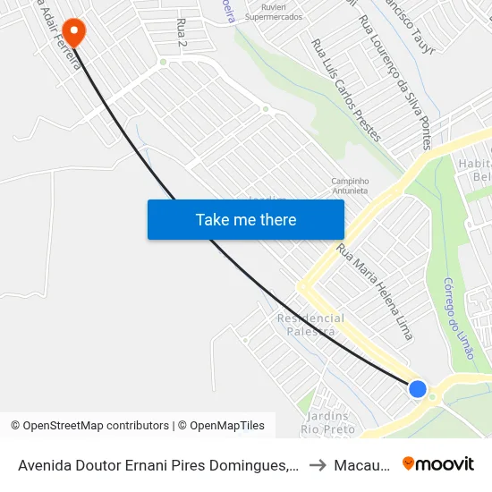 Avenida Doutor Ernani Pires Domingues, 6550 to Macaubal map