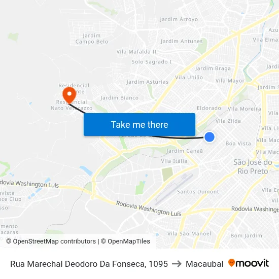 Rua Marechal Deodoro Da Fonseca, 1095 to Macaubal map