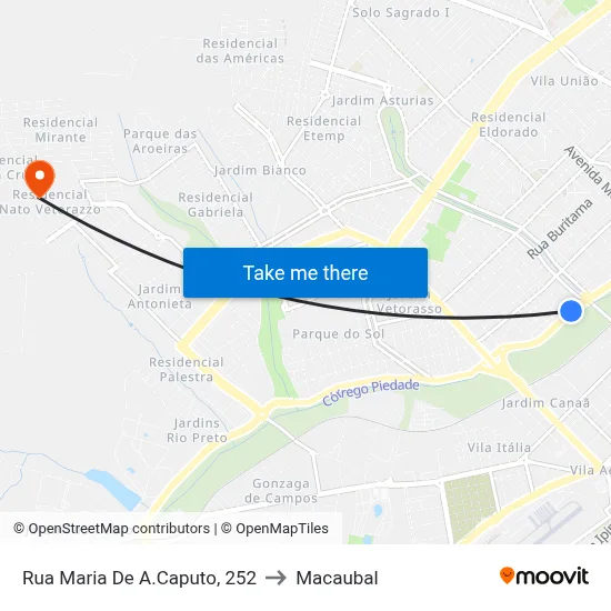 Rua Maria De A.Caputo, 252 to Macaubal map