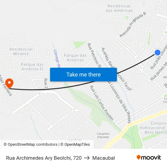 Rua Archimedes Ary Beolchi, 720 to Macaubal map