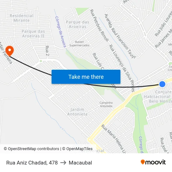 Rua Aniz Chadad, 478 to Macaubal map