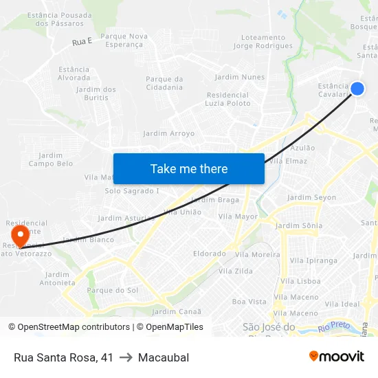 Rua Santa Rosa, 41 to Macaubal map