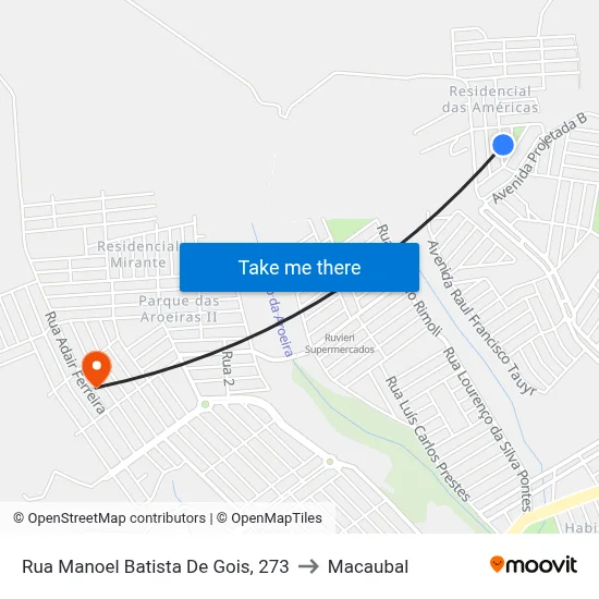 Rua Manoel Batista De Gois, 273 to Macaubal map