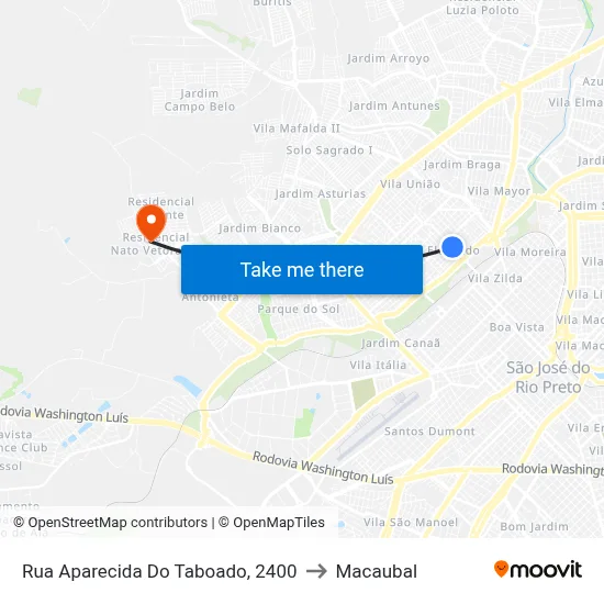 Rua Aparecida Do Taboado, 2400 to Macaubal map
