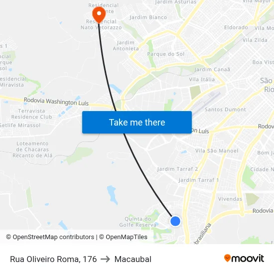 Rua Oliveiro Roma, 176 to Macaubal map