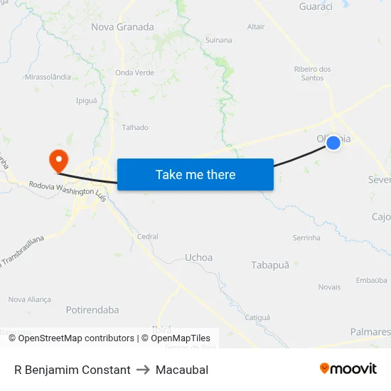 R Benjamim Constant to Macaubal map