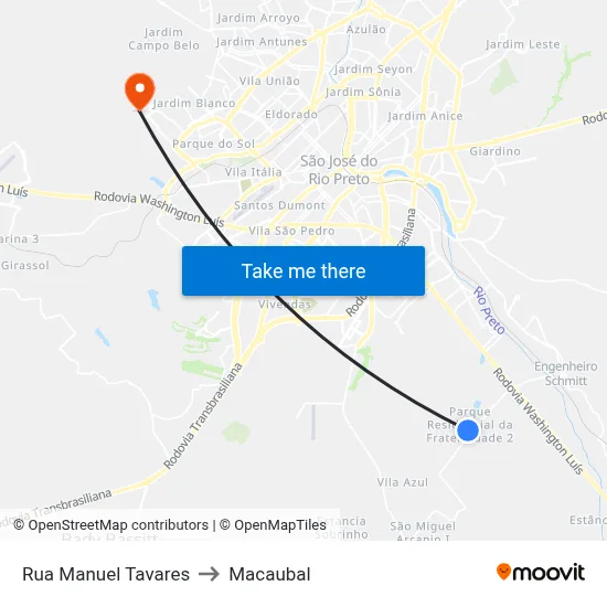 Rua Manuel Tavares to Macaubal map
