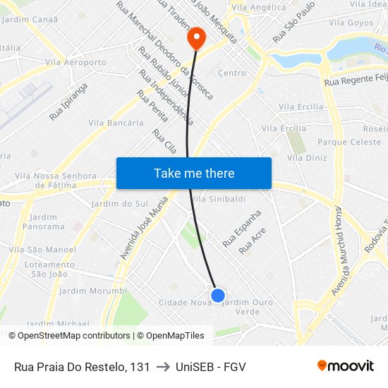 Rua Praia Do Restelo, 131 to UniSEB - FGV map