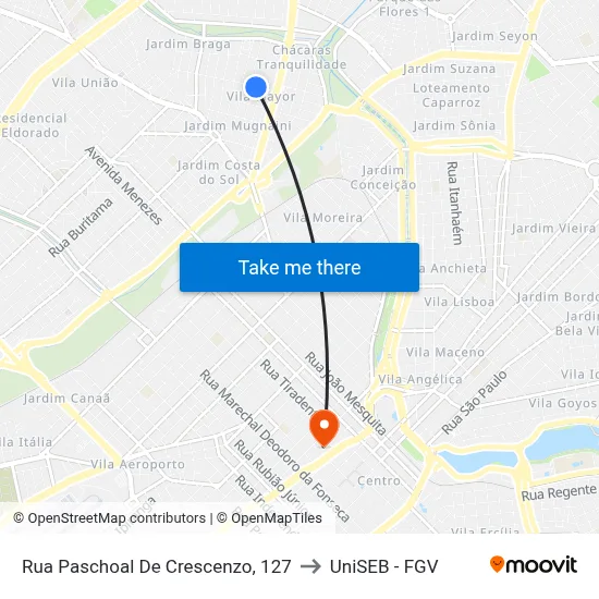 Rua Paschoal De Crescenzo, 127 to UniSEB - FGV map