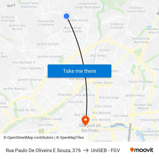 Rua Paulo De Oliveira E Souza, 376 to UniSEB - FGV map