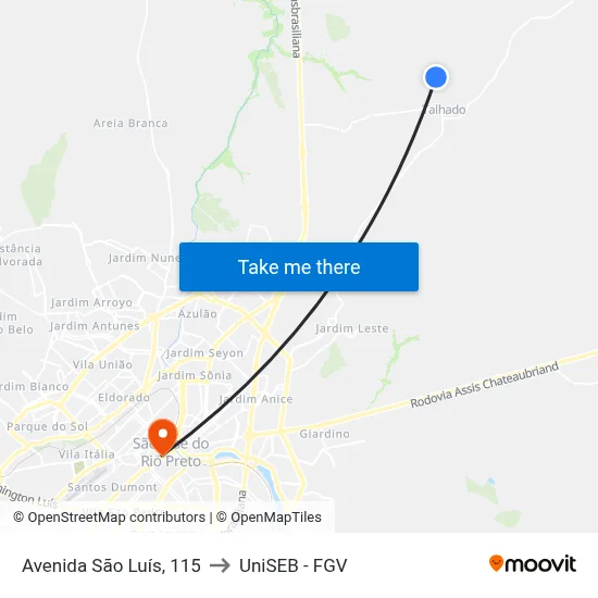 Avenida São Luís, 115 to UniSEB - FGV map
