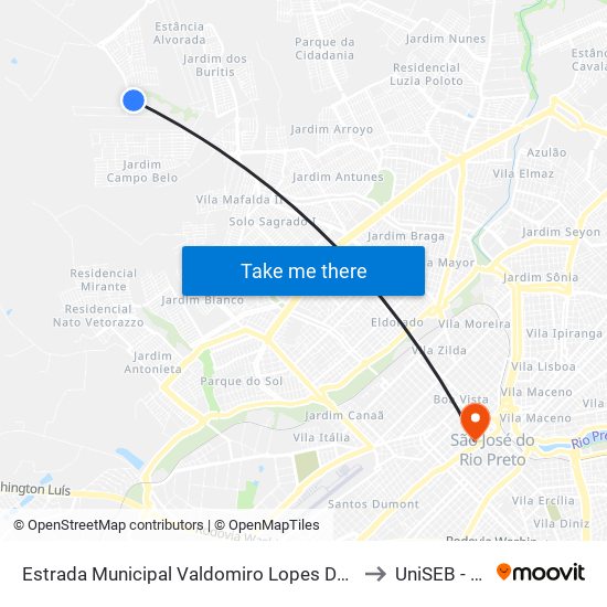 Estrada Municipal Valdomiro Lopes Da Silva, 28 to UniSEB - FGV map