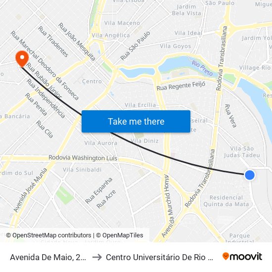 Avenida De Maio, 2649 to Centro Universitário De Rio Preto map
