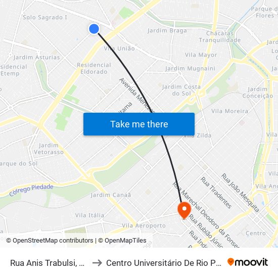 Rua Anis Trabulsi, 264 to Centro Universitário De Rio Preto map