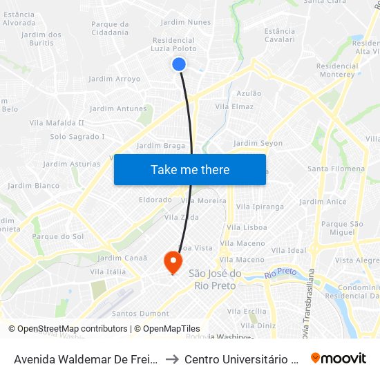 Avenida Waldemar De Freitas Assunção to Centro Universitário De Rio Preto map