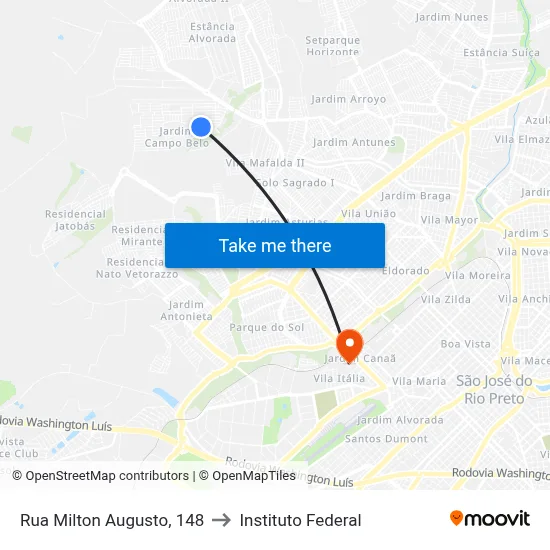 Rua Milton Augusto, 148 to Instituto Federal map