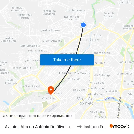 Avenida Alfredo Antônio De Oliveira, 3299-3305 to Instituto Federal map