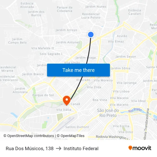 Rua Dos Músicos, 138 to Instituto Federal map