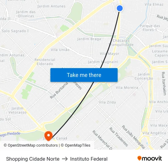 Shopping Cidade Norte to Instituto Federal map