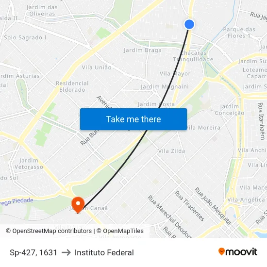 Sp-427, 1631 to Instituto Federal map