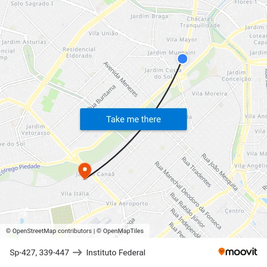 Sp-427, 339-447 to Instituto Federal map