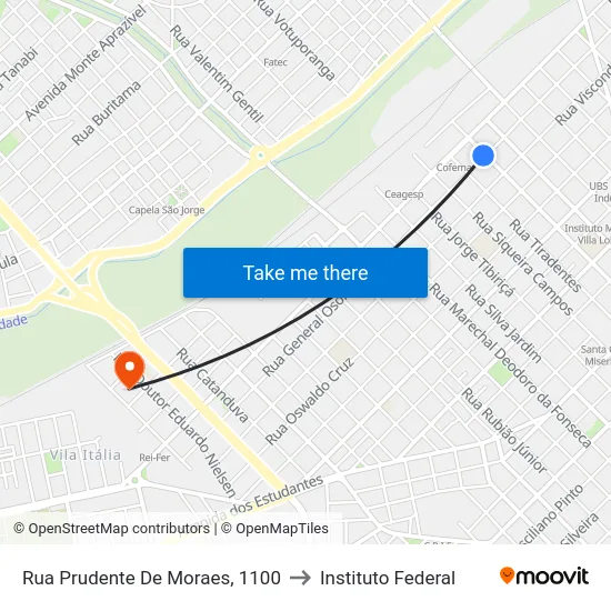 Rua Prudente De Moraes, 1100 to Instituto Federal map