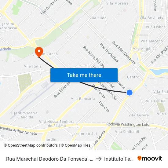 Rua Marechal Deodoro Da Fonseca - Feliscred to Instituto Federal map