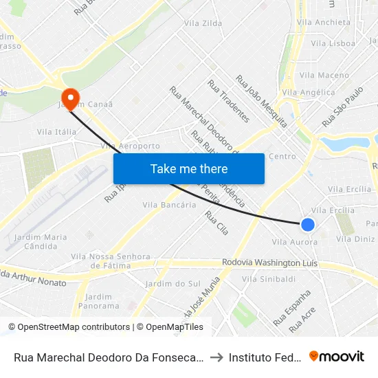 Rua Marechal Deodoro Da Fonseca, 3925 to Instituto Federal map