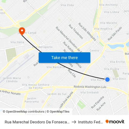 Rua Marechal Deodoro Da Fonseca, 4253 to Instituto Federal map