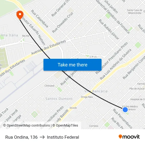 Rua Ondina, 136 to Instituto Federal map