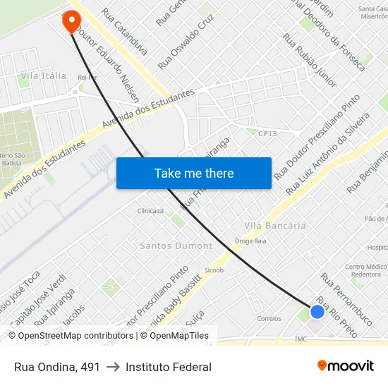 Rua Ondina, 491 to Instituto Federal map