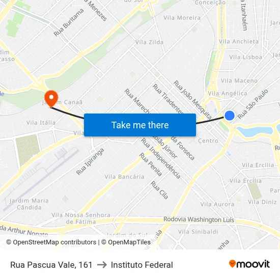 Rua Pascua Vale, 161 to Instituto Federal map