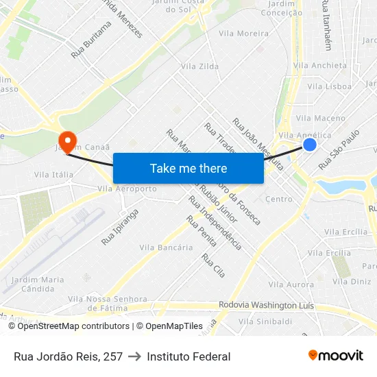 Rua Jordão Reis, 257 to Instituto Federal map