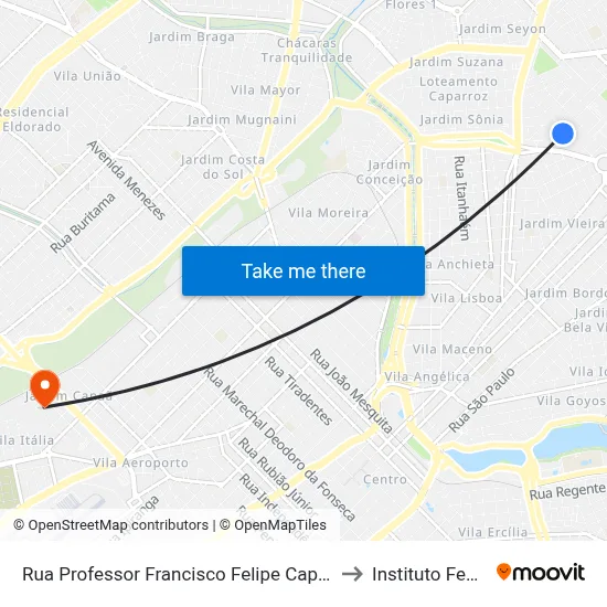 Rua Professor Francisco Felipe Caputo, 187 to Instituto Federal map
