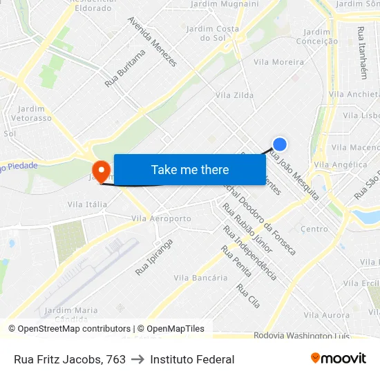Rua Fritz Jacobs, 763 to Instituto Federal map