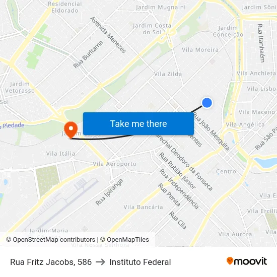 Rua Fritz Jacobs, 586 to Instituto Federal map