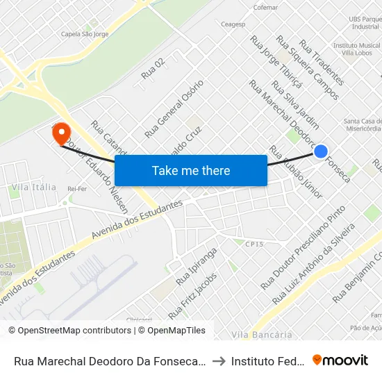 Rua Marechal Deodoro Da Fonseca, 1952 to Instituto Federal map