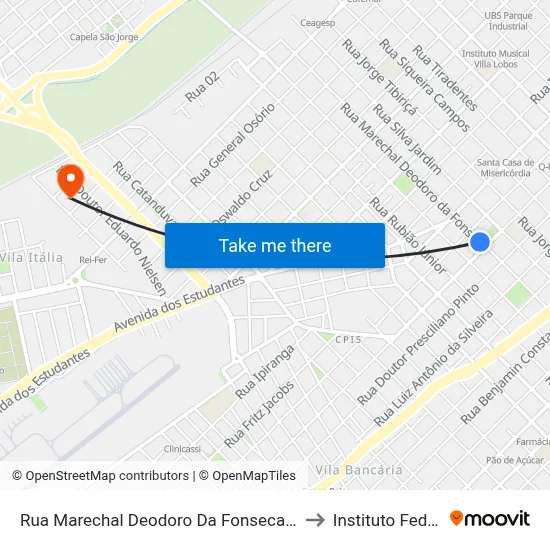 Rua Marechal Deodoro Da Fonseca, 2180 to Instituto Federal map