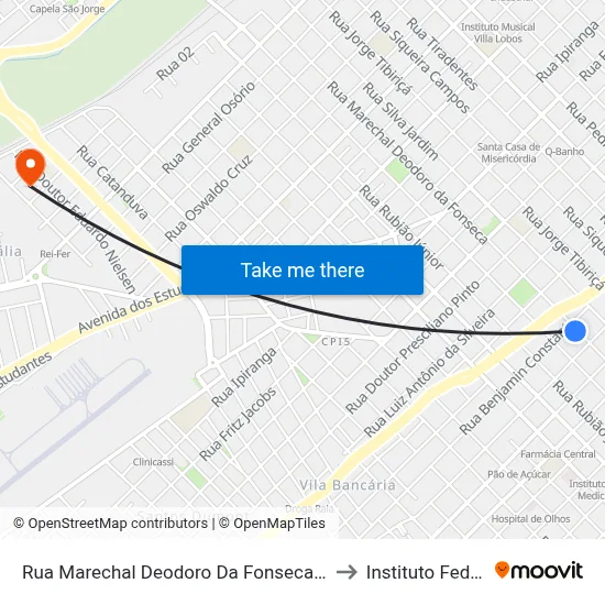 Rua Marechal Deodoro Da Fonseca, 2720 to Instituto Federal map
