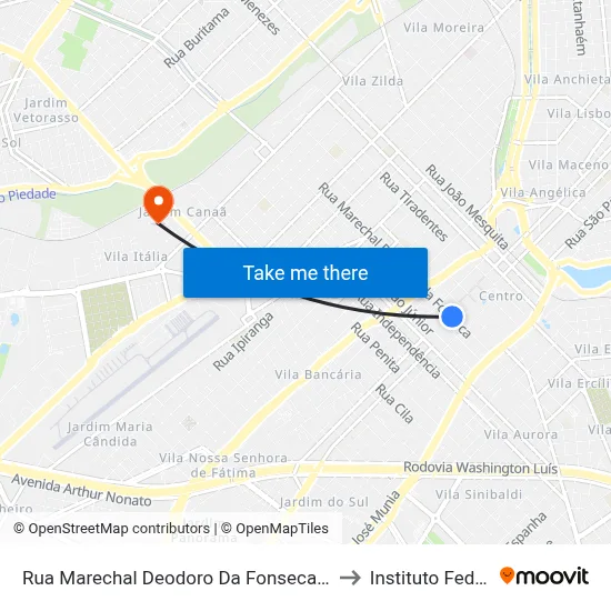 Rua Marechal Deodoro Da Fonseca, 2880 to Instituto Federal map