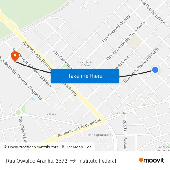 Rua Osvaldo Aranha, 2372 to Instituto Federal map