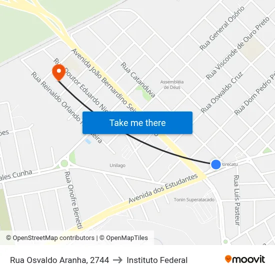 Rua Osvaldo Aranha, 2744 to Instituto Federal map