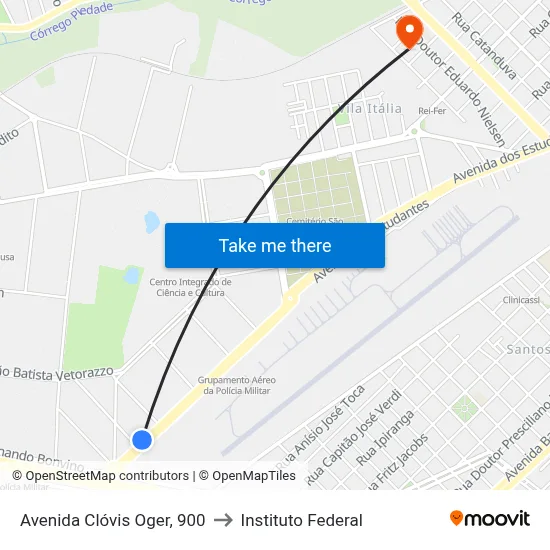 Avenida Clóvis Oger, 900 to Instituto Federal map