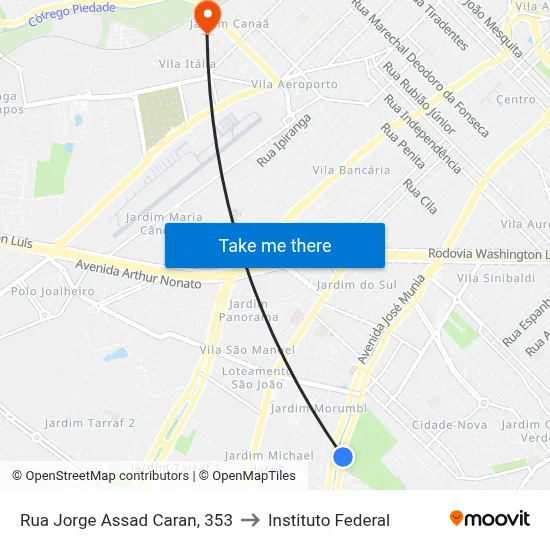 Rua Jorge Assad Caran, 353 to Instituto Federal map