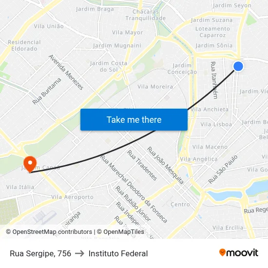 Rua Sergipe, 756 to Instituto Federal map