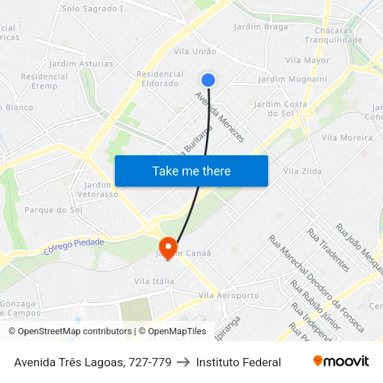 Avenida Três Lagoas, 727-779 to Instituto Federal map