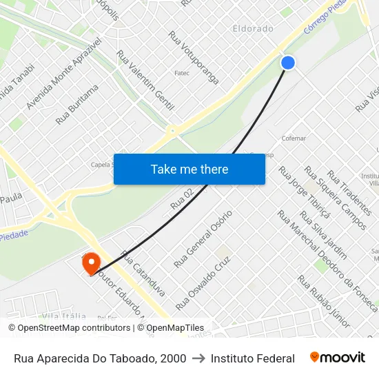 Rua Aparecida Do Taboado, 2000 to Instituto Federal map