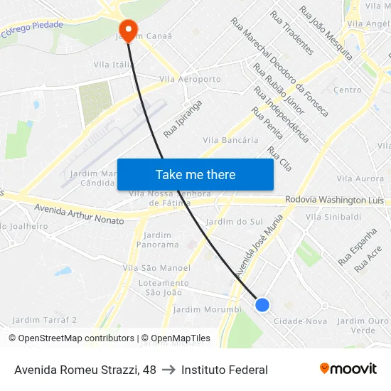 Avenida Romeu Strazzi, 48 to Instituto Federal map